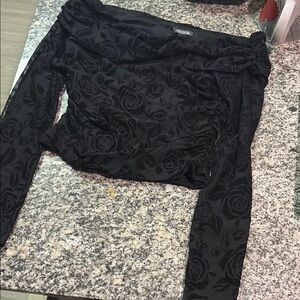 Black Floral Long Sleeve Top